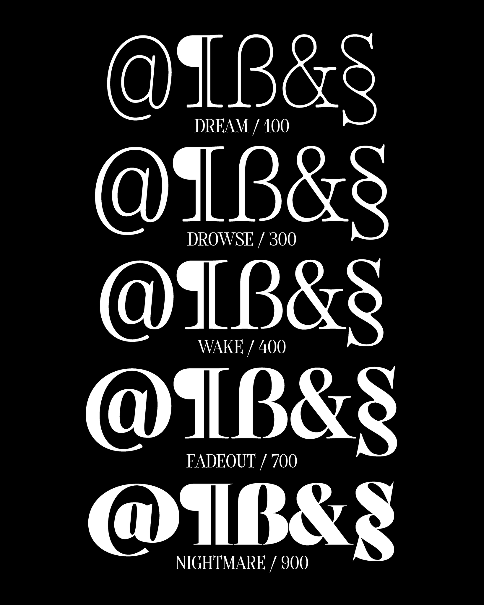 White text on a black background with various styles of 'TLB&S' branding.