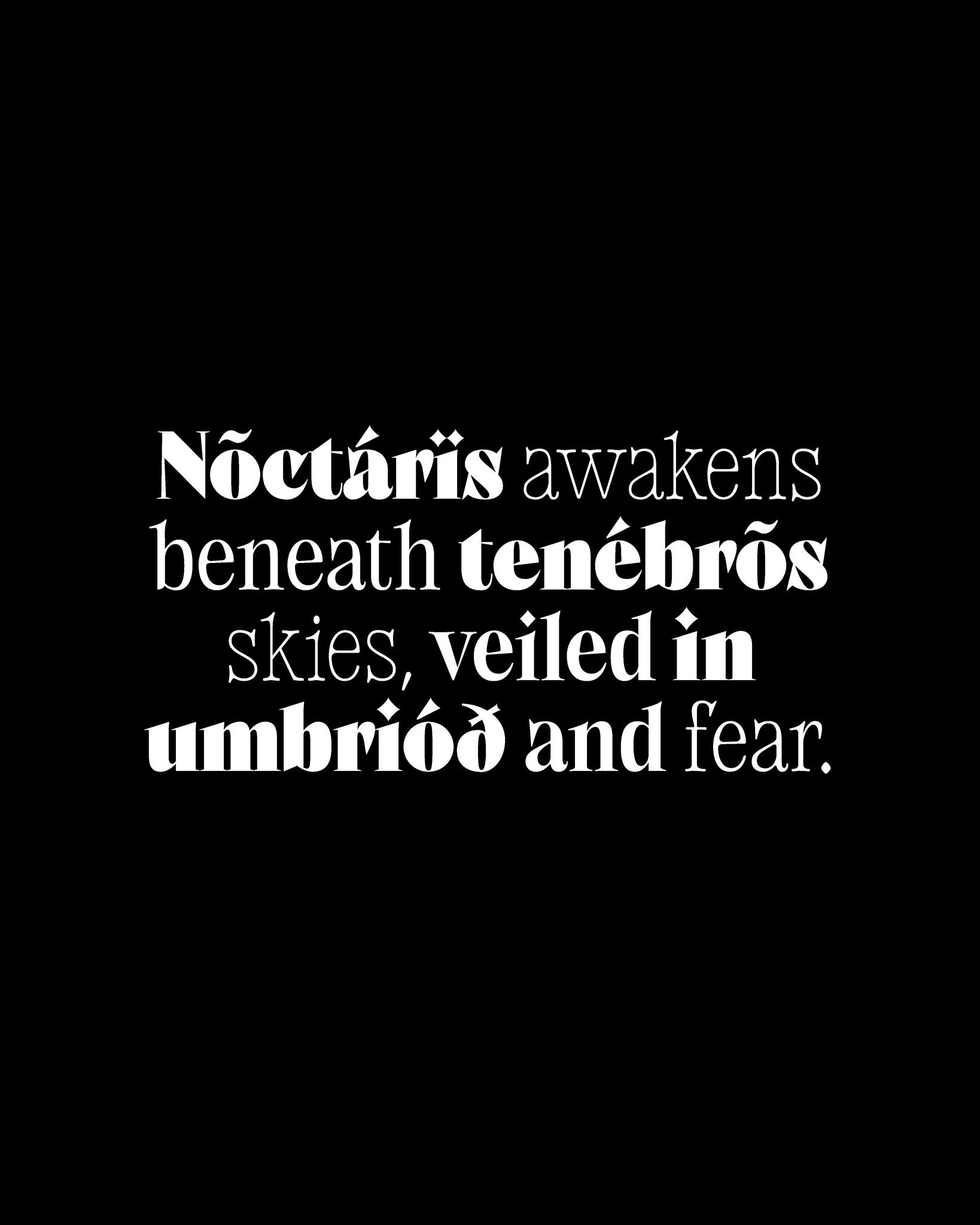 Text in an ornate font on a black background